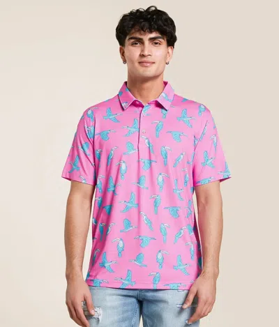 Chubbies The Toucan Do It Polo Shirt Men Pink Short Sleeve Performance Ups966