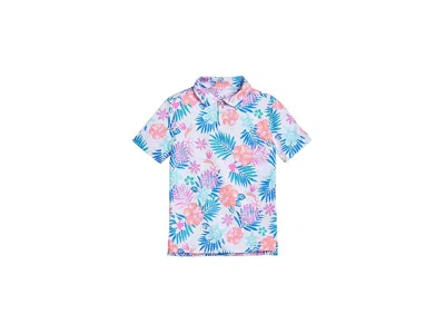 Chubbies The Tropic Like Its Hot (boys Performance Polo) (big Kid) Boy's Clothing Optic White/pattern Based : In Blue