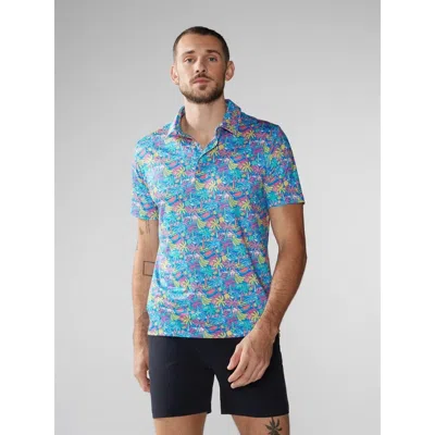 Chubbies The Tropical Bunch Performance Polo In Bright Blue In Multi