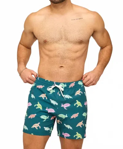 Chubbies Turtally Awesomes Classic Swim Trunks In Dark Teal In Blue