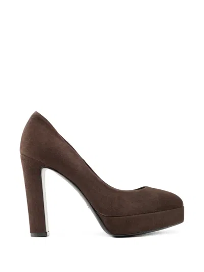 Chuckies Platform Suede Pumps In Brown