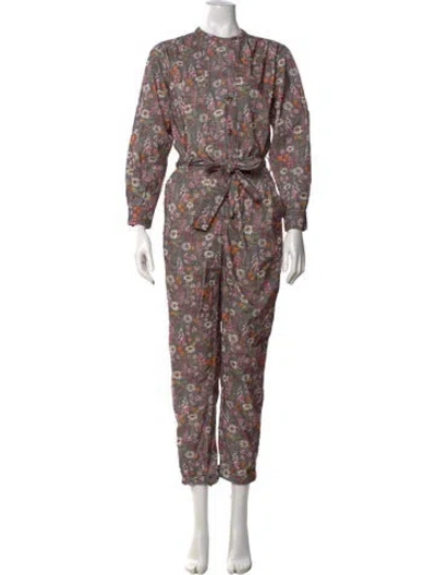 Pre-owned Chufy Floral Print Jumpsuit In Gray