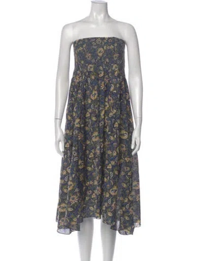 Pre-owned Chufy Floral Print Knee-length Dress In Blue