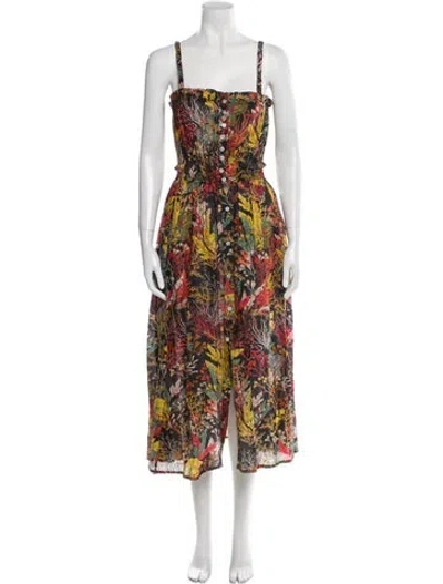Pre-owned Chufy Floral Print Long Dress In Black