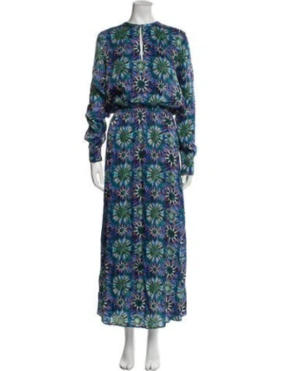 Pre-owned Chufy Floral Print Long Dress In Black