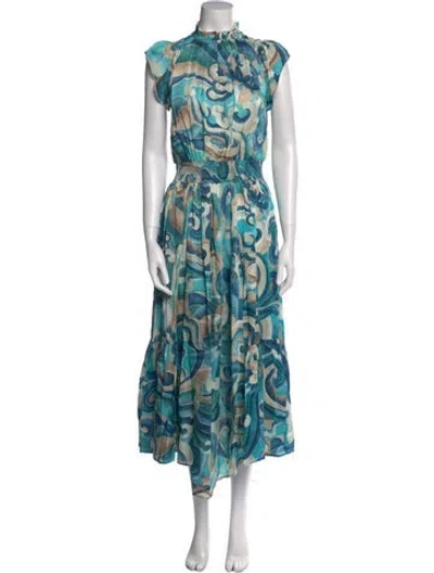 Pre-owned Chufy Floral Print Long Dress In Blue