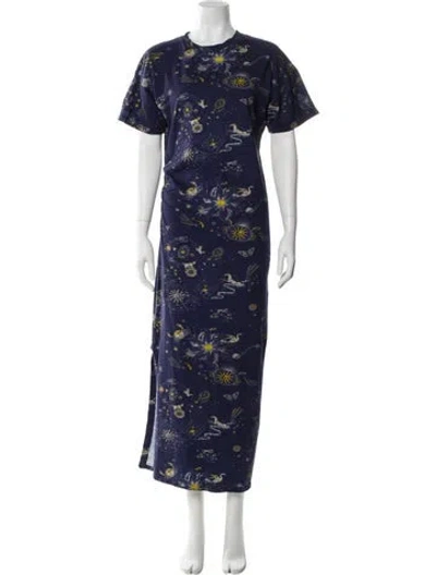 Pre-owned Chufy Floral Print Long Dress In Blue