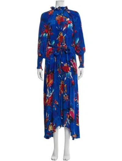 Pre-owned Chufy Floral Print Long Dress In Blue