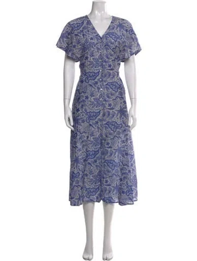 Pre-owned Chufy Floral Print Long Dress In Blue