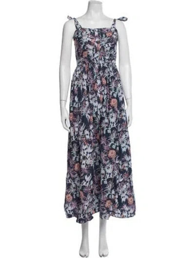 Pre-owned Chufy Floral Print Long Dress In Blue