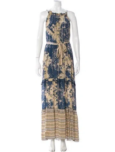 Pre-owned Chufy Floral Print Long Dress In Blue