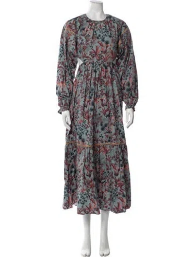 Pre-owned Chufy Floral Print Long Dress In Multicolor