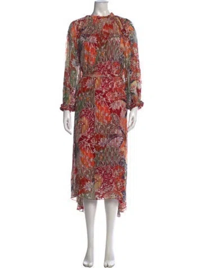 Pre-owned Chufy Floral Print Long Dress In Neutrals