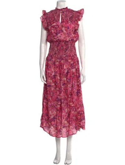 Pre-owned Chufy Floral Print Long Dress In Pink