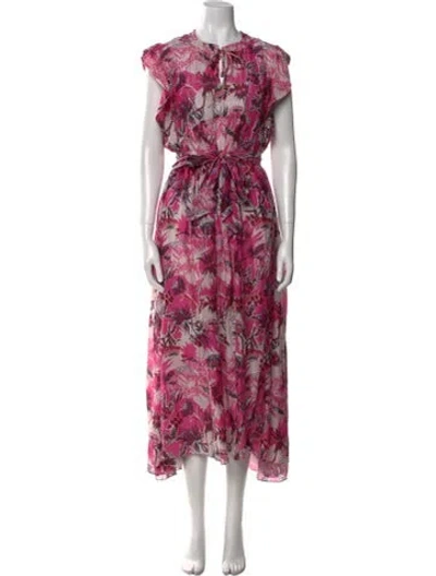Pre-owned Chufy Floral Print Long Dress In Pink