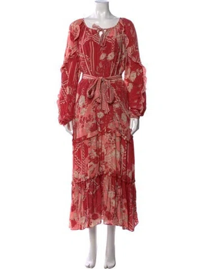 Pre-owned Chufy Floral Print Long Dress In Pink