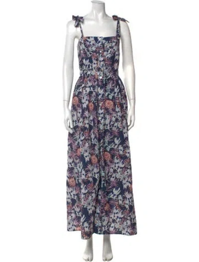 Pre-owned Chufy Floral Print Long Dress In Purple