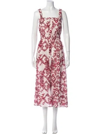 Pre-owned Chufy Floral Print Long Dress In Red