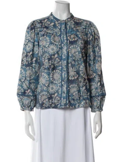 Pre-owned Chufy Floral Print Long Sleeve Blouse In Blue