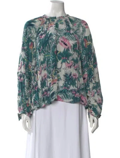 Pre-owned Chufy Floral Print Long Sleeve Blouse In Green