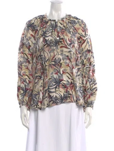 Pre-owned Chufy Floral Print Long Sleeve Blouse In Neutral