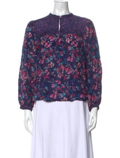 Pre-owned Chufy Floral Print Long Sleeve Blouse In Purple