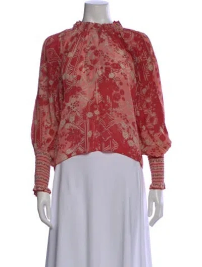 Pre-owned Chufy Floral Print Long Sleeve Blouse In Red