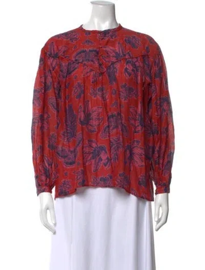 Pre-owned Chufy Floral Print Long Sleeve Blouse In Red