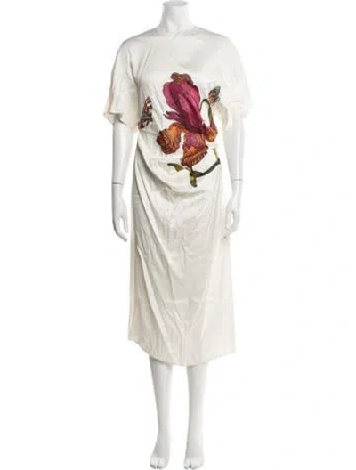 Pre-owned Chufy Floral Print Midi Length Dress In Neutrals