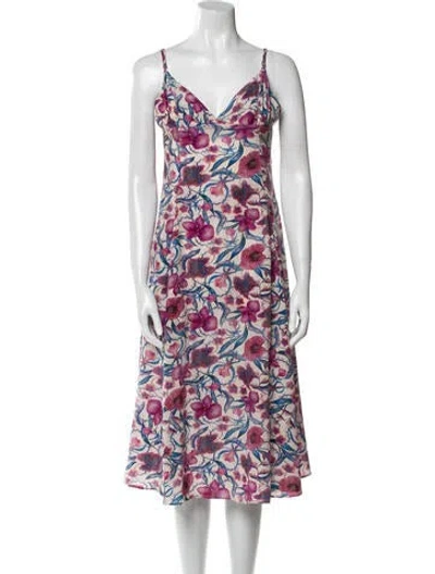 Pre-owned Chufy Floral Print Midi Length Dress In Pink
