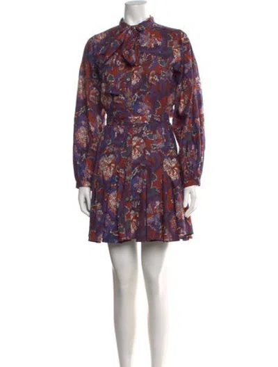 Pre-owned Chufy Floral Print Mini Dress In Blue/red