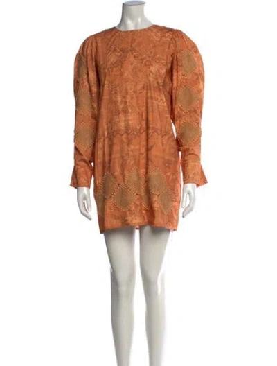 Pre-owned Chufy Floral Print Mini Dress In Brown
