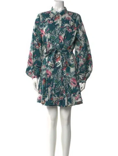 Pre-owned Chufy Floral Print Mini Dress In Green