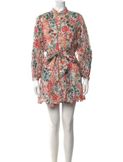 Pre-owned Chufy Floral Print Mini Dress In Green