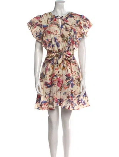 Pre-owned Chufy Floral Print Mini Dress In Neutral