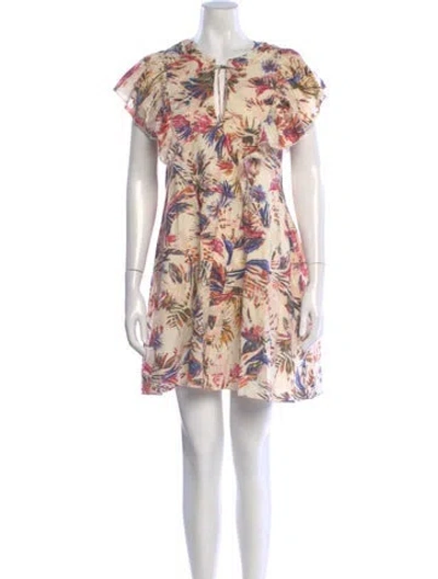 Pre-owned Chufy Floral Print Mini Dress In Neutral