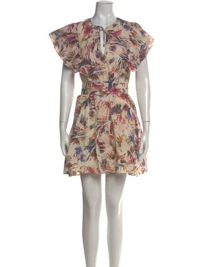 Pre-owned Chufy Floral Print Mini Dress In Neutral