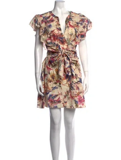 Pre-owned Chufy Floral Print Mini Dress In Neutrals