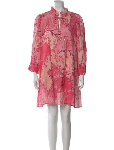 Pre-owned Chufy Floral Print Mini Dress In Pink