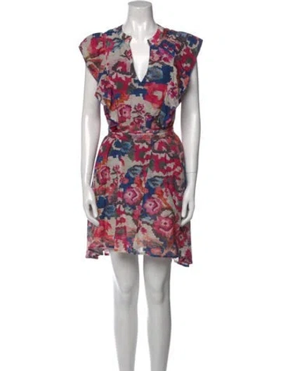 Pre-owned Chufy Floral Print Mini Dress In Purple