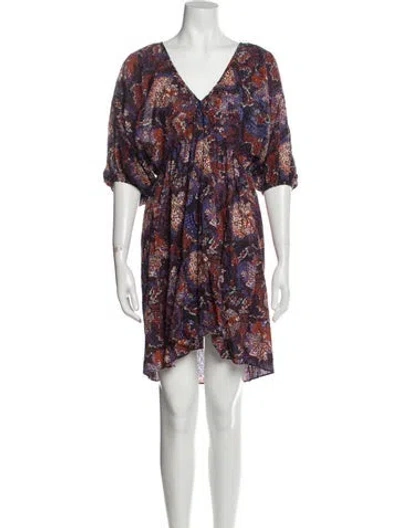 Pre-owned Chufy Floral Print Mini Dress W/ Tags In Blue