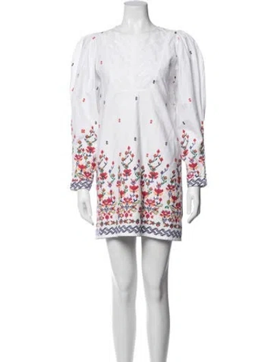 Pre-owned Chufy Floral Print Mini Dress In White