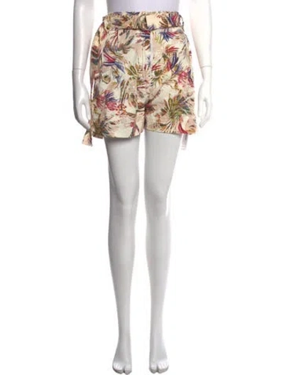 Pre-owned Chufy Floral Print Mini Shorts In Neutrals