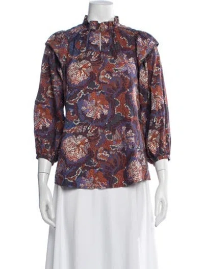 Pre-owned Chufy Floral Print Tie Neck Top In Multicolor