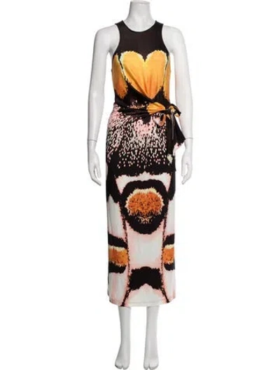 Pre-owned Chufy Graphic Print Long Dress In Multicolor