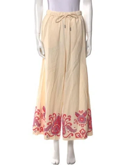 Pre-owned Chufy Graphic Print Wide Leg Pants In Neutral