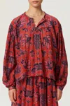 Chufy Iris Blouse In Crafty Flower Red In Blue