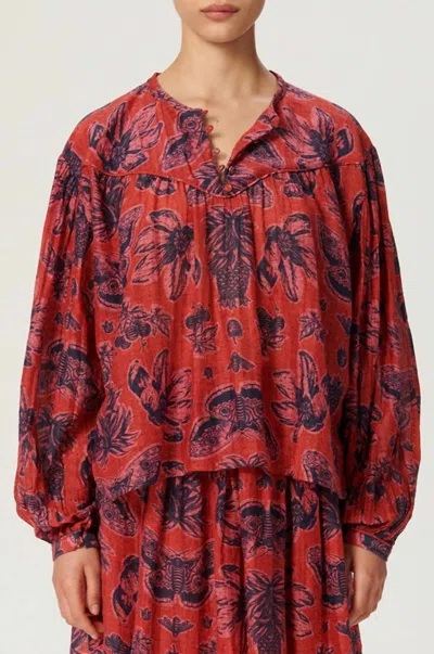 Chufy Iris Blouse In Crafty Flower Red In Blue