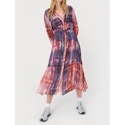 Chufy Lena Long Sleeve Maxi Dress In Klaus Blue In Multi