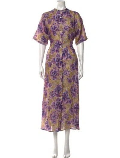 Pre-owned Chufy Linen Long Dress In Purple